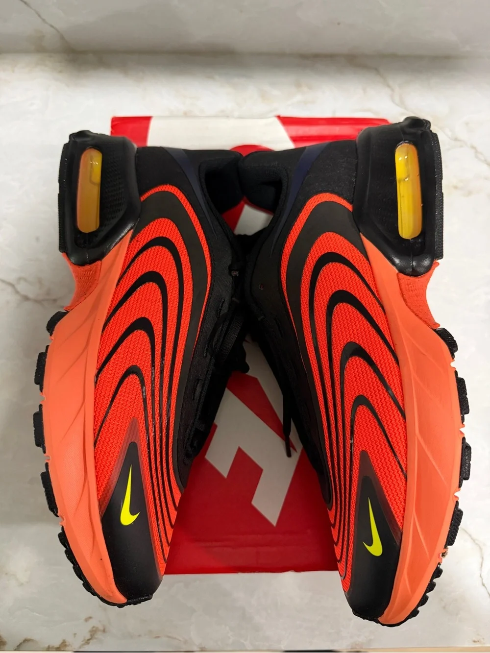 Nike Black and Neon Orange Swoosh Running Sneakers
